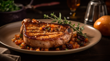 Dry Aged Porterhouse Pork Chops with Smokey Apple Compote