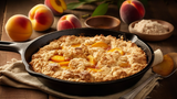 Crustless Crumbled Peach Cobbler