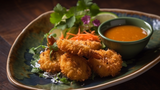 Grilled Coconut Curry Shrimp with Apricot Dipping Sauce