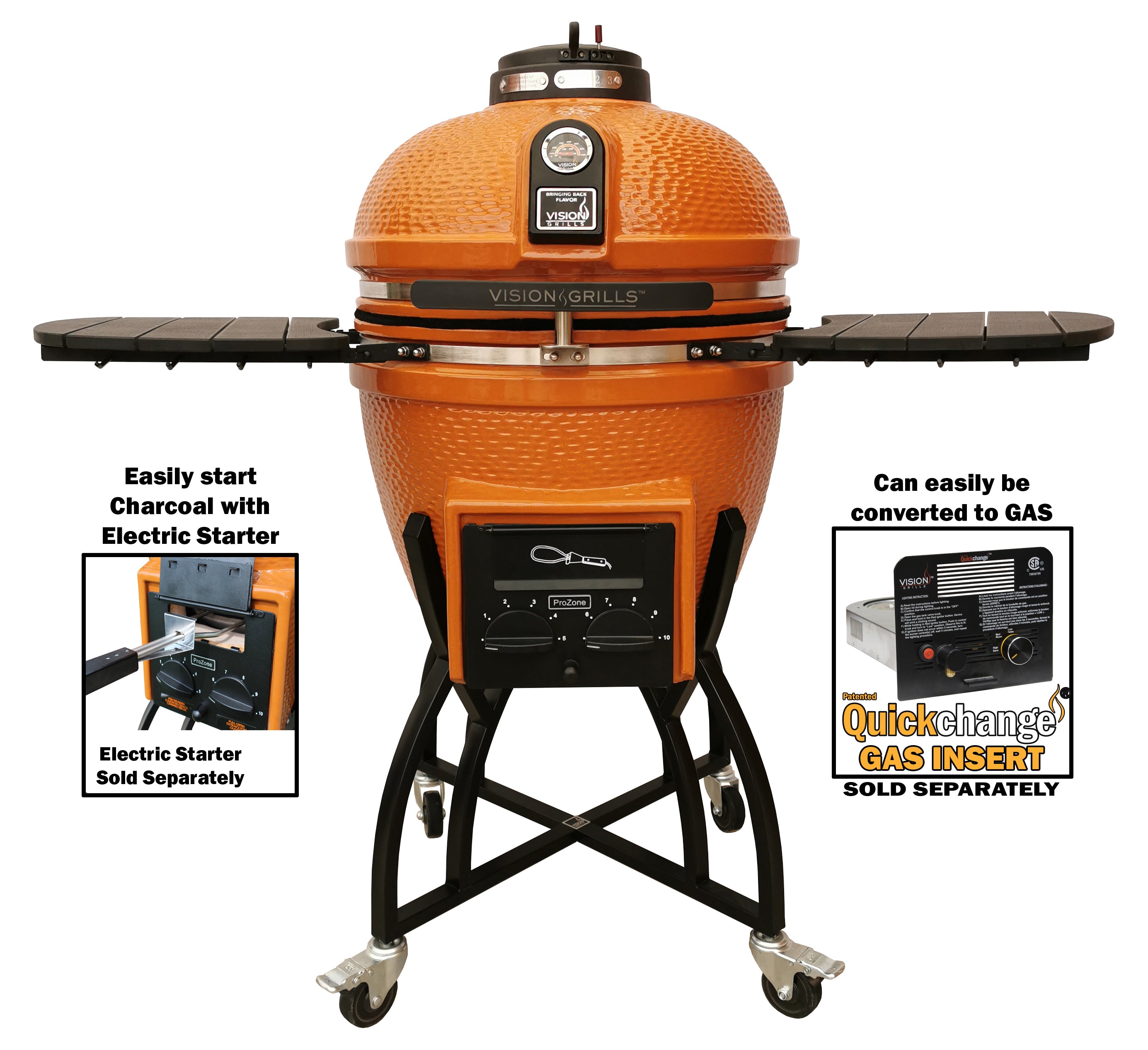 Professional | Orange S-Series Ceramic Kamado Grill | Charcoal (Gas Compatible)
